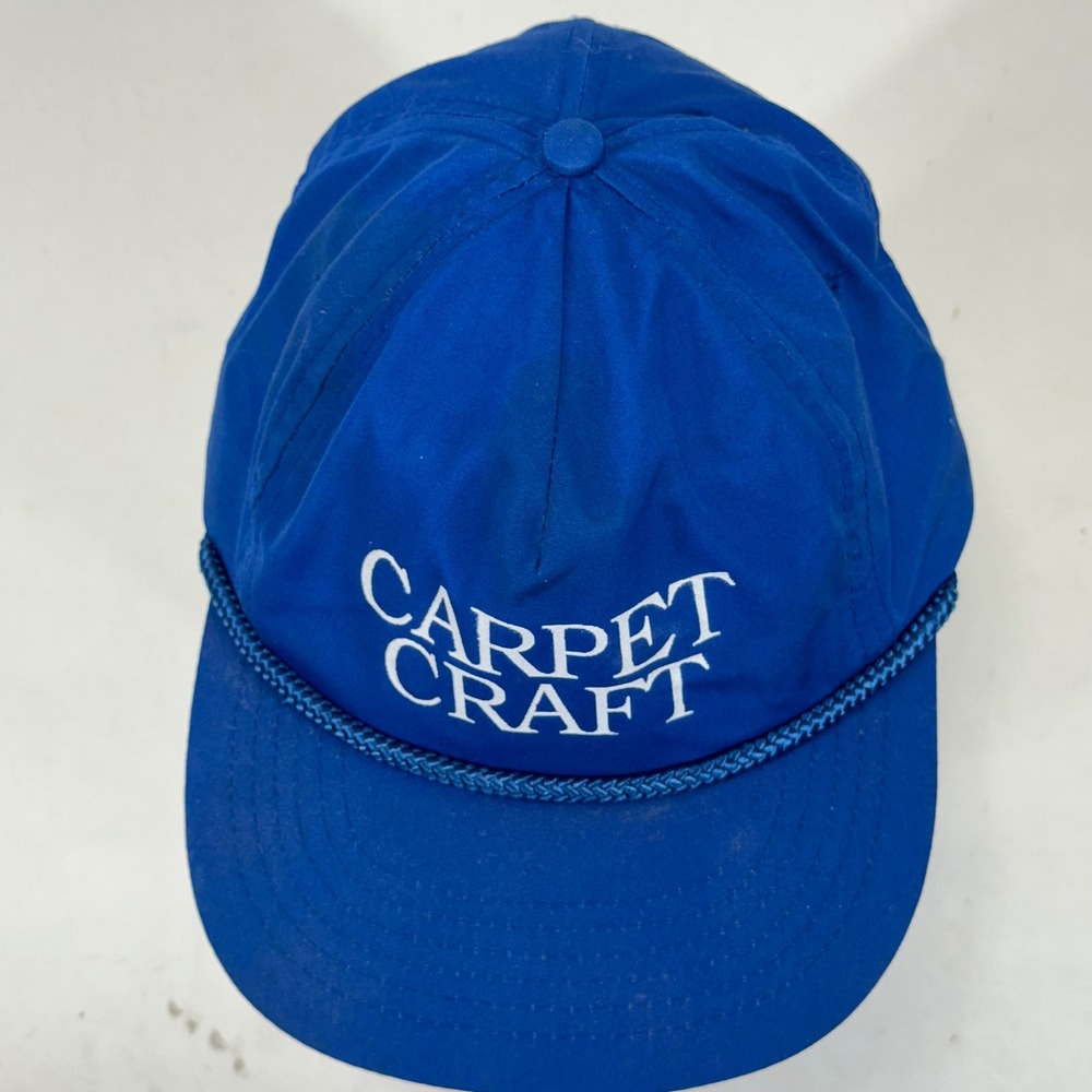 Vintage Carpet Craft Blue Snapback Hat Rope Brim Designer Award Cap Mens - Picture 2 of 7